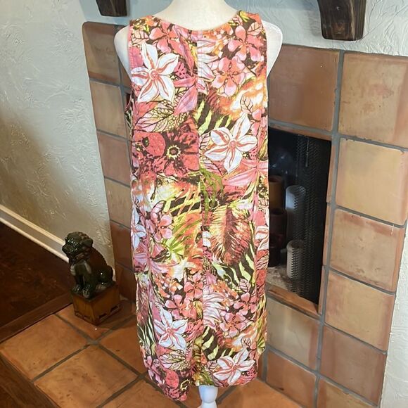 J. Jill Love Linen Pink Floral Linen Sleeveless Shift Dress, S! - Picture 5 of 8